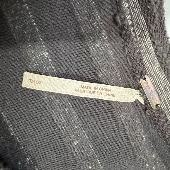 FREE PEOPLE Small zip up cotton blend Gray striped peplum sweater jacket - Picture 7 of 11